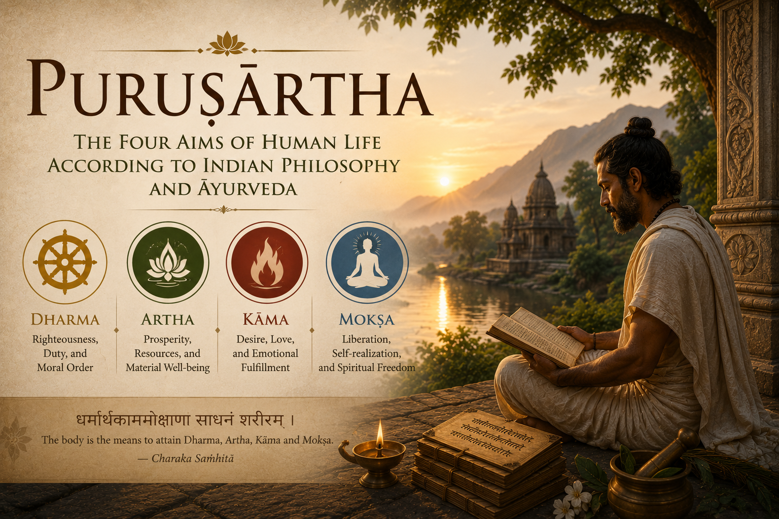 Yoga blog preview image for Puruṣārtha: The Four Aims of Human Life According to Indian Philosophy and Āyurveda