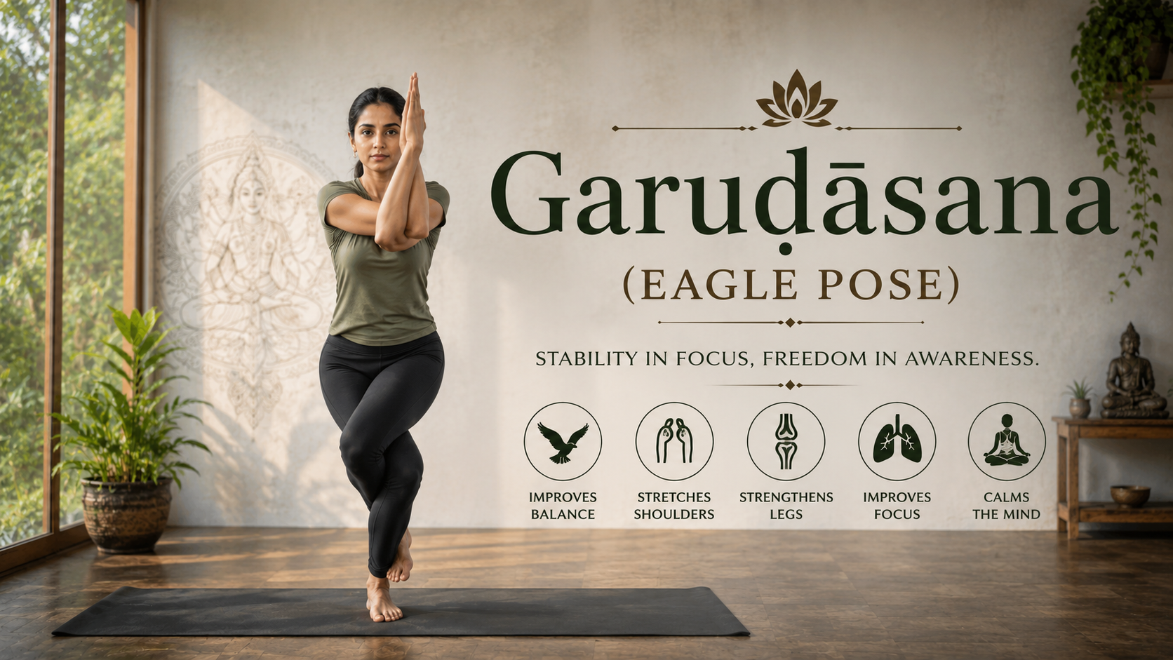 Yoga blog preview image for Garuḍāsana (Eagle Pose): The Complete Reference Guide