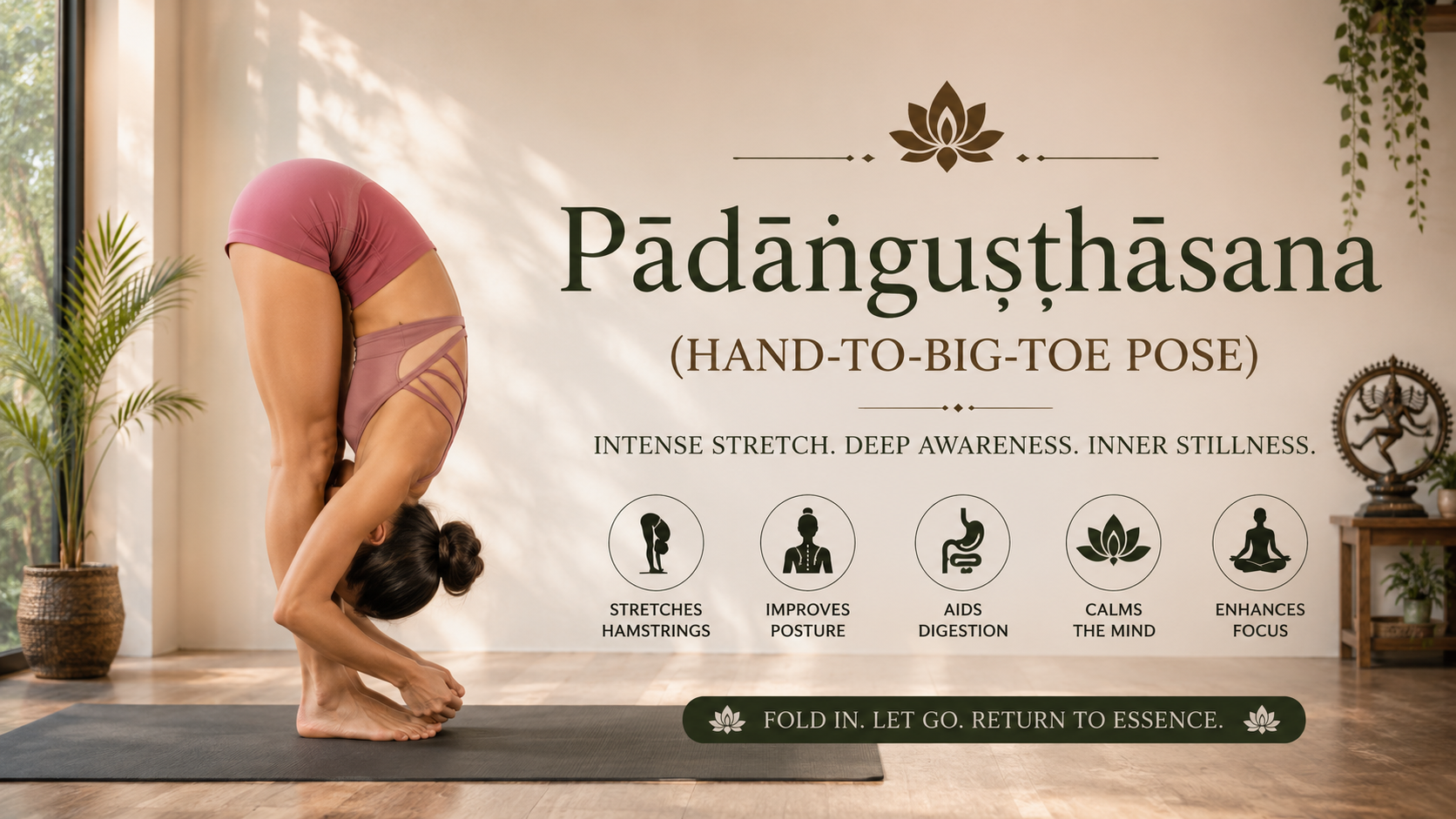 Yoga blog preview image for Pādāṅguṣṭhāsana (Big Toe Pose): Classical Sources, Anatomy, Alignment & Evidence-Based Guide
