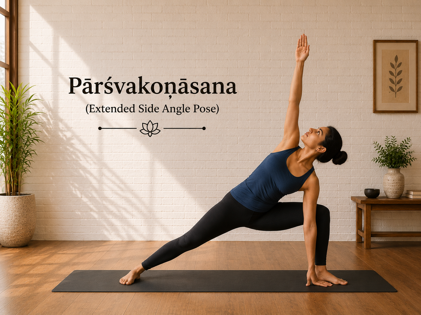 Yoga blog preview image for Pārśvakoṇāsana (Extended Side Angle Pose): Classical Sources, Anatomy, Alignment & Evidence-Based Guide
