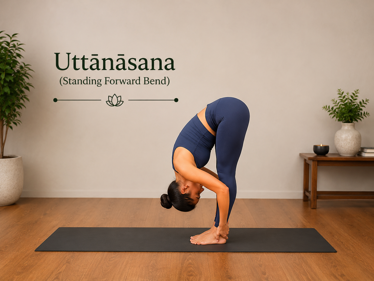 Yoga blog preview image for Uttānāsana (Standing Forward Bend): Classical Sources, Anatomy, Alignment & Evidence-Based Guide
