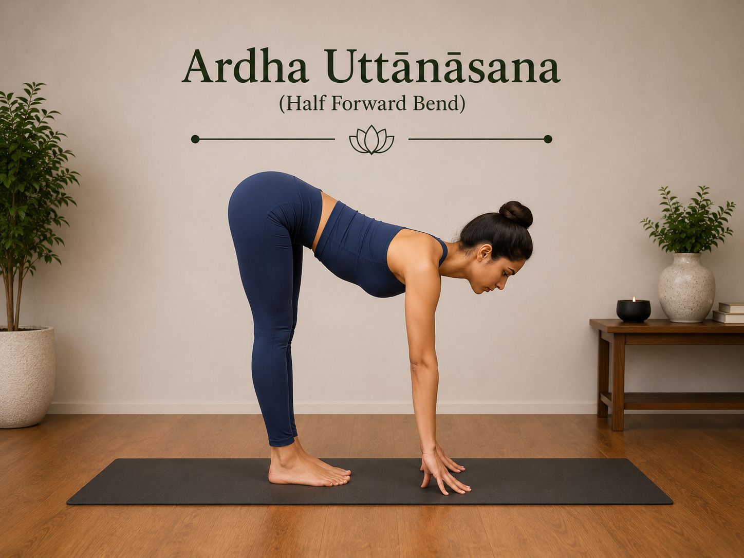 Yoga blog preview image for Ardha Uttānāsana (Half Forward Bend): Classical Sources, Anatomy, Alignment & Evidence-Based Guide