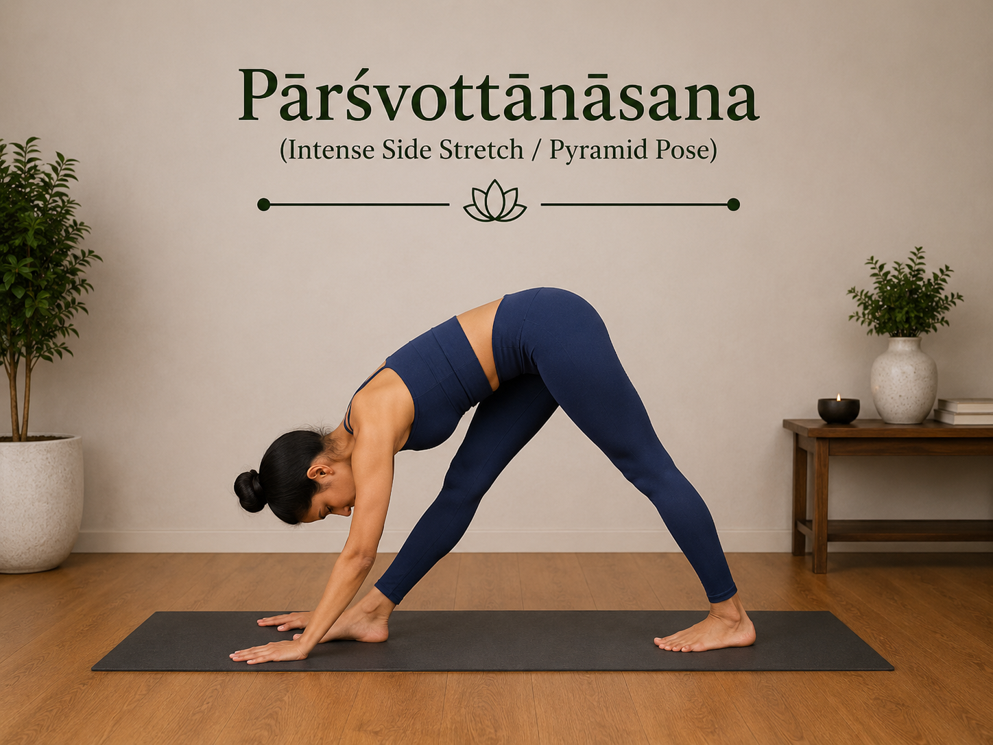 Yoga blog preview image for Pārśvottānāsana (Intense Side Stretch / Pyramid Pose): Classical Sources, Anatomy, Alignment & Evidence-Based Guide