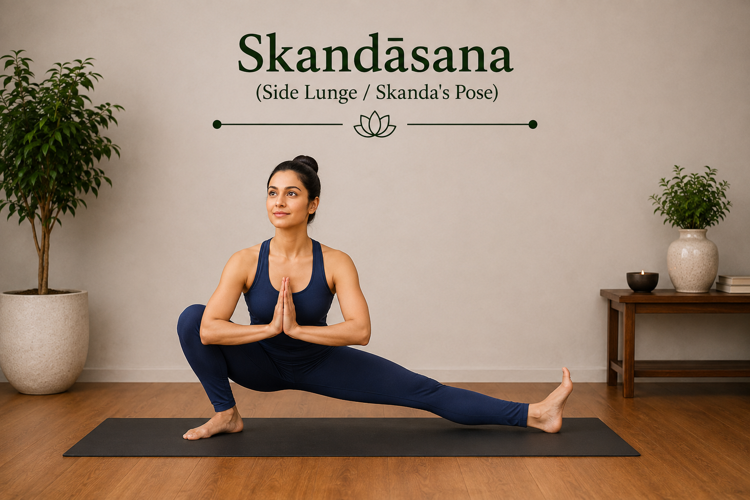 Yoga blog preview image for Skandāsana (Side Lunge / Skanda's Pose): Classical Sources, Anatomy, Alignment & Evidence-Based Guide