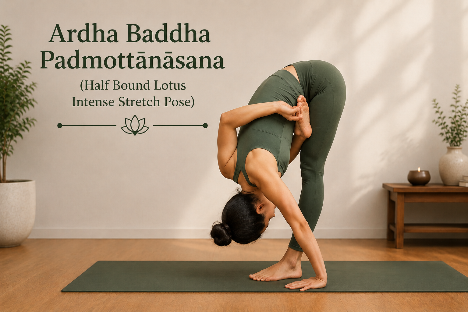 Yoga blog preview image for Ardha Baddha Padmottānāsana (Half Bound Lotus Intense Stretch Pose): Classical Sources, Anatomy, Alignment & Evidence-Based Guide