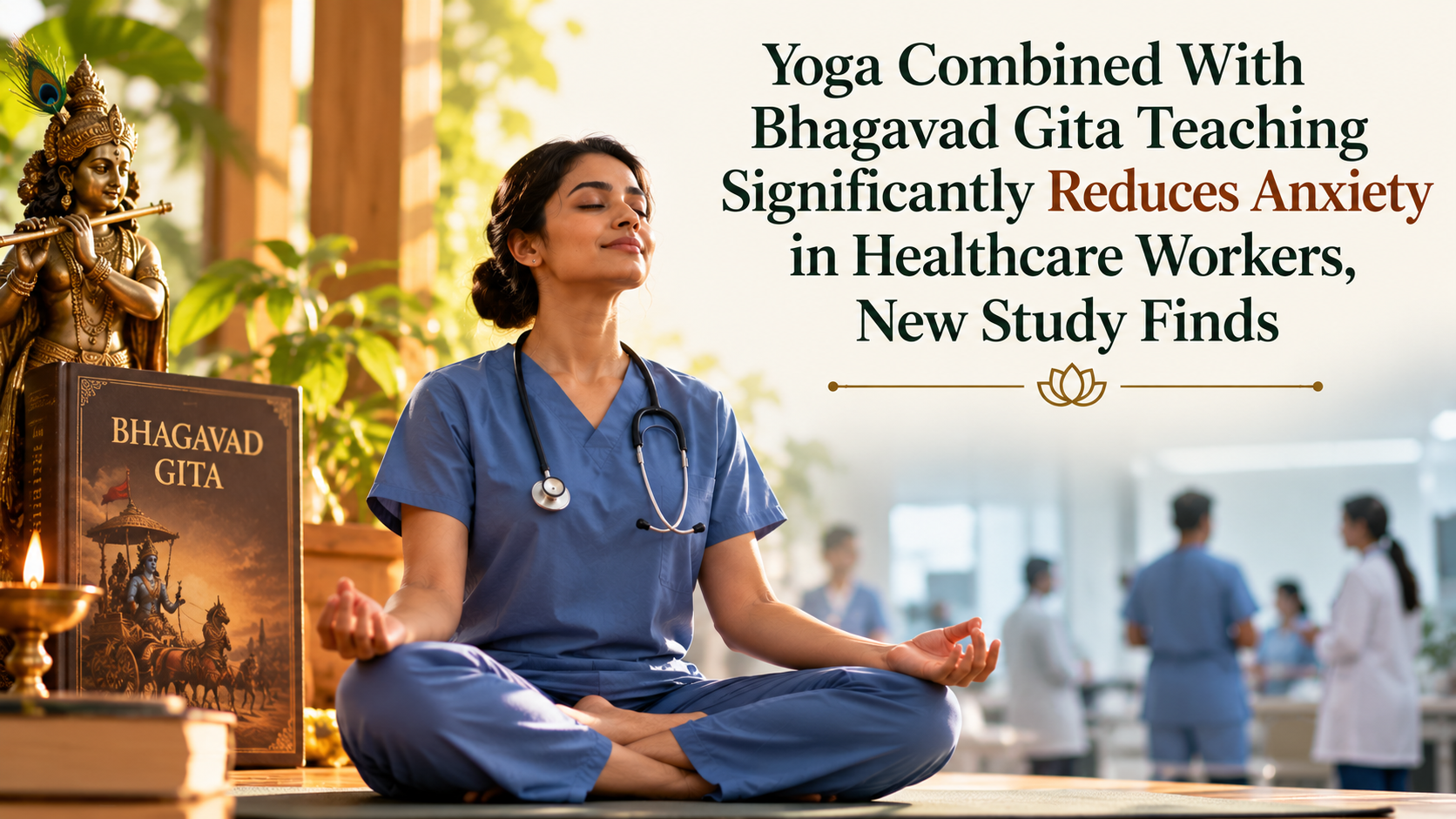 Yoga blog preview image for Yoga Combined With Bhagavad Gita Teaching Significantly Reduces Anxiety in Healthcare Workers, New Study Finds